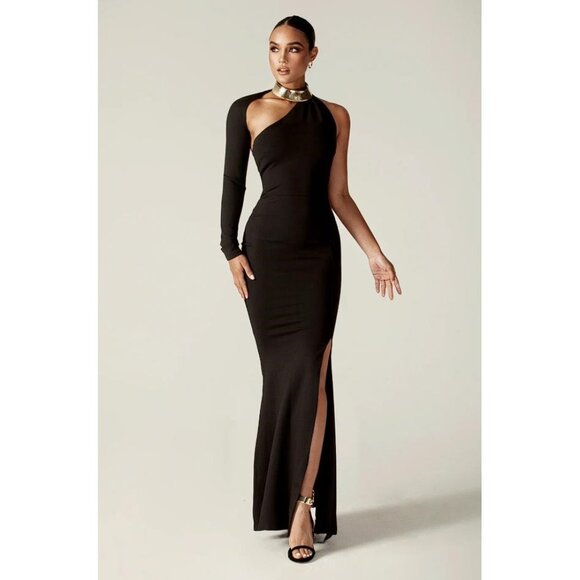 Alieva Dresses & Skirts - ALIEVA Women's Lilux One Shoulder Modern Maxi Dress Size S In Black